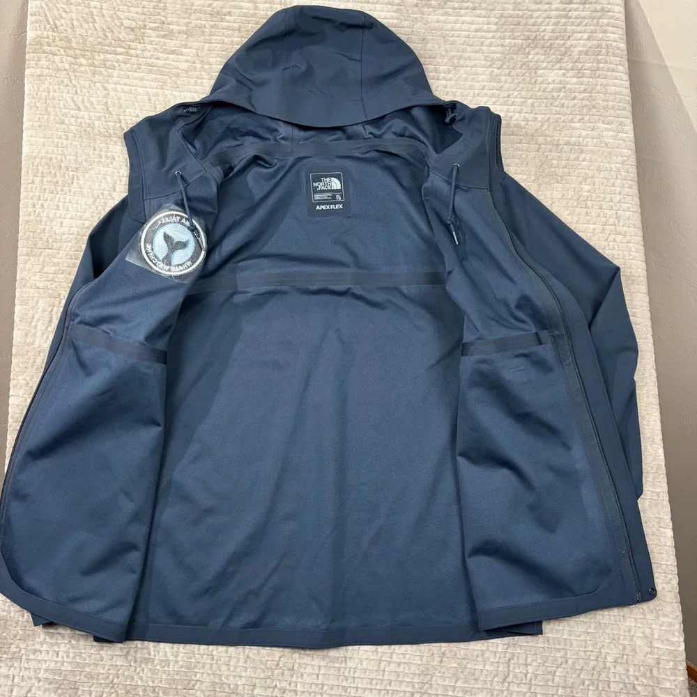 The North Face Mens Apex Flex DryVent Hooded Jacket Navy Blue XL Alaska Whale